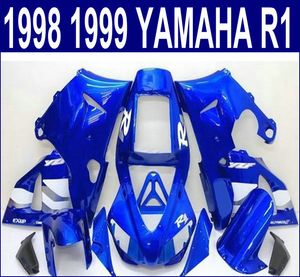 Enjeksiyon kalıplama ücretsiz kargo karoser YAMAHA YZF R1 marangozluk için set 1998 1999 98 99 YZF-R1 mavi siyah motosiklet kaporta kiti YP66
