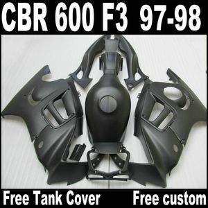 HONDA CBR600 F3 fairings için Mat Siyah ABS Fairing kiti 97 98 CBR 600 F3 1997 1998 ücretsiz tankı kapağı