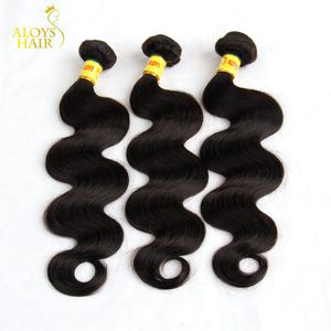 Malásia Virgem Cabelo Weave Pacotes Não Transformados Malásia Onda Do Corpo Wefts 3/4 PCS Lote Cheap Remy Human Human Extensões Natural Preto 1b