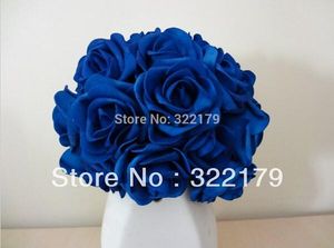 Yapay Çiçekler Kraliyet Mavi Güller Gelin Buketi Düğün Buket Düğün Dekor Için Aranjmanı Centerpiece PE güller