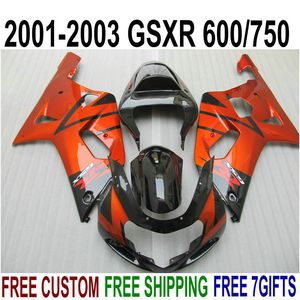 SUZUKI GSX-R600 GSX-R750 için yeni satış sonrası parçaları 2001-2003 K1 ABS kaporta kiti GSXR 600 750 kahverengi siyah kaportalar set 01-03 RA68