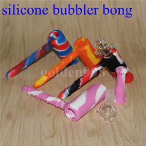 Кальяны оптом силиконовый молоток Bubbler Bong Percolator Bongs Water Pipe Dab Bear Oil Rigs Skull стеклянные трубы