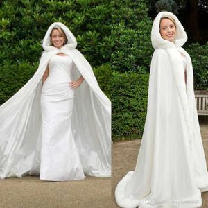Yeni artı boyutları kışlık katlar lüks kadınlar düğün pelerinler kapüşonlu kış düğün gelin pelerinler abaya255n için mükemmel
