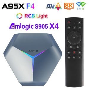 A95X F4 Android 11 RGB Akıllı TV Kutusu Amlogic S905X4 1080P 4K 60FPS HD Destek 5G Çift WiFi Google Player + G20S Ses Kontrolü