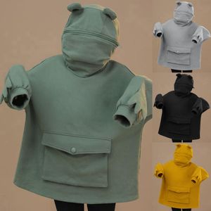 Giyim Setleri Çocuklar Kız Erkek 3D Karikatür Hoodie Kazak Kazak Cep Giysileri Ile Bebek Uzun Kollu Kurbağa Rahat Kapüşonlu Hoodies 2021