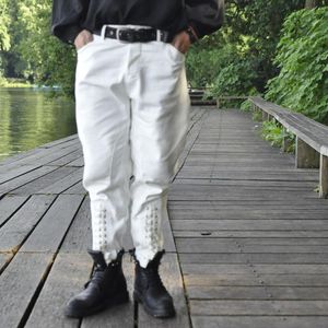 Erkek pantolon beyaz şövalye retro tulum dimi pamuk Saf ayak rahat erkekler ve kadınlar aynı pantolon trend ile