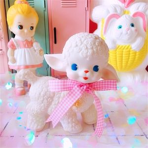 Розовая лента декор лук резиновые овцы игрушка милый классический девчаркий сладкий сердечный ягненок кукла кукла для девочки спальня подарок детей 220314