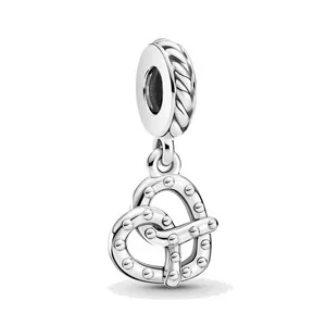 Designer Jewelry fit Pandora Bracelet Charms Bead Cute Pretzel Dangle 925 Silver Love Bracelets Beads Jewellery chain Charm Beaded women