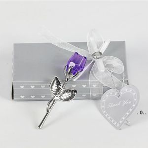 Sevgililer Günü Hediye Kristal Metal Gül Yapay Çiçek Gümüş Altın Çubuk Kız Arkadaşı için Gül Çiçek Düğün Hediyeleri LLB13517