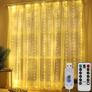 Garland USB LED Cortina Light 3M * 3M 300 cabeças de decoração cortinas 8 modelos para festa / natal / casamento