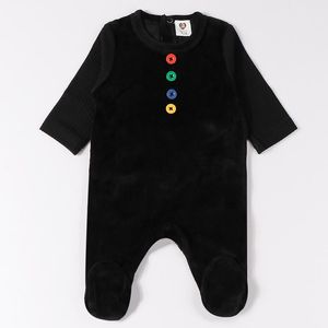 Tulum Bebek Romper Pijama Çocuk Giysileri Uzun Kollu Çocuk Giyim Düğmeleri Tulum Velor Erkek Ve Kız Oluklar