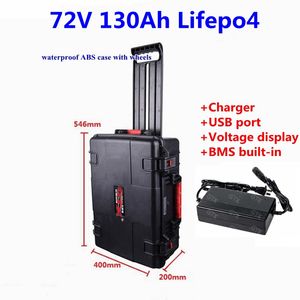 Portable 72V 130Ah 120Ah 100Ah Lifepo4 lithium battery with BMS for electric motoecycle RV golf cart starting power +10A Charger