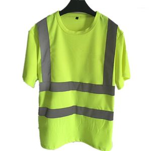 Erkek T-Shirts Yansıtıcı Güvenlik Kısa Kollu Tişört Yüksek Görünürlük Yol İşi Tee En Hi Vis Workwear1