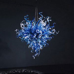 Итальянские подвесные светильники ясных синих люстр мурано светло-китай поставщик ручной вручную стеклянную люстру для искусства декор светодиодные лампочки 24 на 32 дюйма
