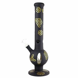 14 inç Büyük Cam Bong Kum Blast Nargile Percolator Shisha Dab Rig Sigara İçme Su Borusu Filtre Beher Bisbler W / Buz Catcher