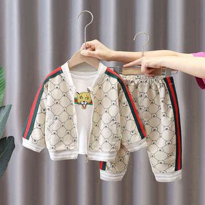 Bebe Boys Bebek Casual Setleri Bebek Erkek Giyim Setleri için Eşofman İlkbahar Sonbahar Yenidoğan Moda Pamuk Coats + tops + pantolon 3adet Y220310