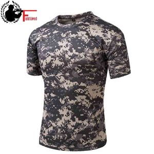 T-shirt Taktik Dişli Hızlı Kuru Kamuflaj Tee Gömlek Erkekler Giyim Askeri Ordu Stil Savaş Camo Kısa Kollu Tişörtleri Erkek 210518