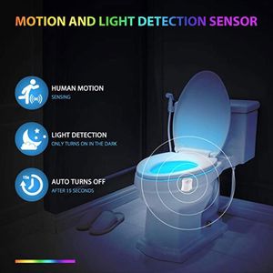 Туалетная ночная света светодиодная лампа смарт-ванная комната человеческое движение активировано PIR 8 цветов автоматическая RGB подсветка подсветки