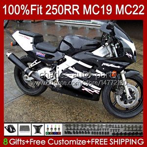 Aireler Honda CBR 250cc MC19 için Enjeksiyon Kalıp MC19 88-89 CBR 250RRR 250 RR CC 250R 1988-1989 112HC.88 CBR250RR 88 89 CBR250 RR CC 1988 1989 OEM Tam Bodys Kiti Parlak Siyah