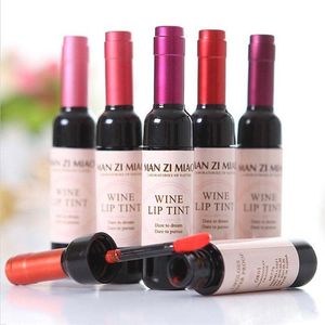 6 Renkler Kırmızı Şarap Şişesi Ruj Dövme Lekeli Mat Dudak Parlatıcısı Kolay Su Geçirmez Yapışmaz Renkli Renk Tonu