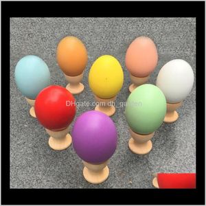 Другое мероприятие праздничные вечеринки поставки домашнего сада доставка капля 2021 многоцветные деревянные яйца 4dot5*6см Пасхальное дерево игрушки сплошной цвет Diy Paintin