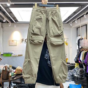 Erkek Pantolon Amerikan Moda Marka Taktik Fonksiyonel Stil Çok Cep Korse Tulum erkek Gevşek İpli Fermuar Spor Rahat Pantolon