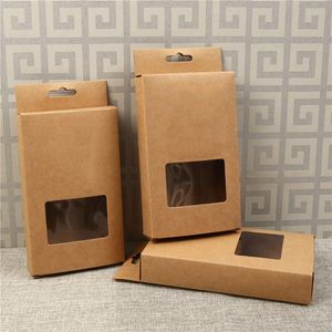İç çamaşırı ambalaj kutusu ile pencere kraft kağıt ambalaj kutusu kolu ile perakende paketleme kutusu toptan