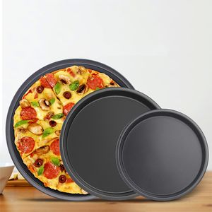 Non-Stick Углеродистая сталь Pizza Pan Paken Печи для выпечки Поддоны Прессформы Микроволновые пирожные Посуды Patisserie Tarte Pier Sapan Tools