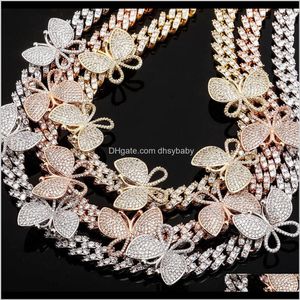 Chains Necklaces & Pendants Drop Delivery 2021 Luxury Designer Jewelry Women Necklace Butterfly Charm Hip Hop Bling Diamond Cuban Link Iced O