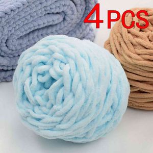1 pc 4 pcsx100g de algodão macio algodão colorido tintura lenço de lã de malha fio chunky diy crochet fios de confecção de fios de lã gigante blends blendet y211129