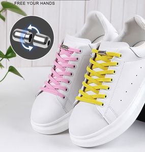 Hiçbir kravat ayakkabı shoelaces yuvarlak metal kilitleme elastik ayakkabı ayakkabı aksesuarları her türlü için uygun sneakers tembel bağcıklar