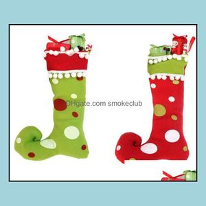 Süslemeleri Şenlikli Parti Malzemeleri Ev Bahçe Sevimli Noel Baba Elf Ayakkabı Çizmeler Jartiyer Pantolon Şeker Hediye Çantası Küçük Çuval Çözme Dolgu B