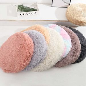 Round Long Plush Pet Mat Sleeping Matress For Small Dog And Cat Teddy Dog Cushion Kennel Cat Fluffy Mat 2101006