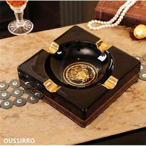 Ousirro Luxo Grande Cinzeiros Gadgets Gadgets Estilo Vintage Quadrado Qualidade Cerâmica Charuto Cinzeiro 210724