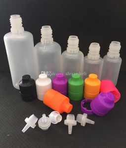 Kleurrijke Plastic Flessen 3ml 5ml 10ml 15ml 20ml 30ml 50ml 60ml 100ml 120ml E Liquid Dropper Flessen met Lange Dunne Tips Tamper Evident Chilidproof Caps
