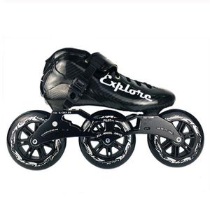 Roller Paten Yetişkinler 3 Tekerlekler Sline Hız Ayakkabıları 3x125mm Uzun Uzun Uzun Uzun Yol Yarışı Spor Sabahı 125mm 85A Street 3x125 125