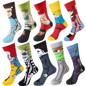 Erkek Çorap Anime Erkek Kadın Tasarımcı Sıkıştırma Komik Cadılar Bayramı Diz Uzun Calcetines Dropshiping Toptan