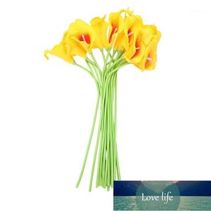 18x Yapay Calla Lily Çiçekler Tek Uzun Kök Buket Gerçek Ev Dekorasyonu Renk: Yellow1
