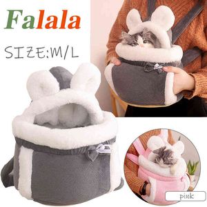 Pet Warm Bag Small Cat Dogs Backpack Winter Warm Carring Plush Pets Cage Walking Outdoor Travel Kitten Hanging Chest Bag 211120