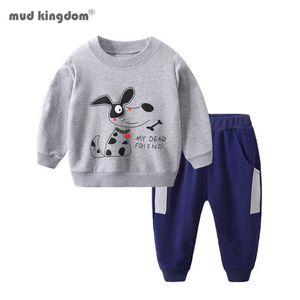 Mudkingdom Boys Jogger Outfits Милый мультфильм животных динозавров шаблон брюки набор для детей 210615