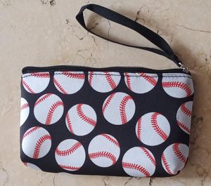 2021 Novos sacos ao ar livre Baseball Softball Canvas Moeda Bolsa de Maquiagem de Viagem