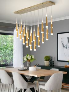 LED-Kronleuchter können für Restaurant-Wohnzimmer, Lobby-Bars und moderne lange Kronleuchter mit mehreren Farben verwendet werden