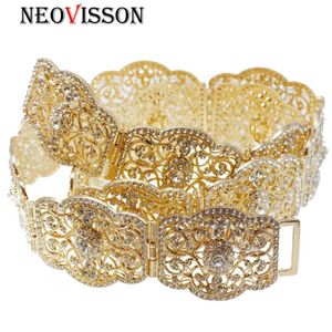 Düğün Sashes Neovisson Avrupa Elbise Kemer Cezayir Kadınlar için Kaftan Takı Altın Renk Metal Rhinestone