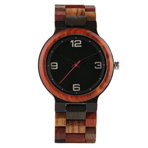Relógios de pulso Creative Cheio Bambu Wooden Watch Men Nova Analog Handmade Wood Natureza Colorido Quartz Watches para Pais de Pais Presente