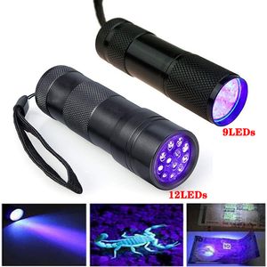 Portátil LED Lanterna 9 12 LEDs UV Lâmpada 365-400nm Detector Luz para Cão Gato Urina Pet Stins Bed Bugs Escorpiões Máquinas Vazamentos Inspeção