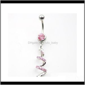 Кольца колокольчики Доставка 2021 D0013-1 (2) Пирсинг ювелирной ювелирной ювелирной ювелирной формы для живота кольцо чистые розовые цвета камень капля i9ioo jfqwn