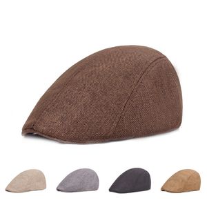 Bere İngiliz Retro Keten Ördek Dil Bereliler Katı Renk İleri Şapka Rahat Moda Şapkalar erkek Bahar Ve Sonbahar Orta Yaşlı Kap WMQ899