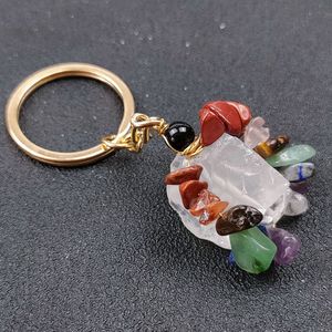 Нерегулярные народные ремесла Gemstone Natural Stone Key Кольцо кольцо Кварц грубый сырой аметист тигр кристаллический хрустальный брелок.