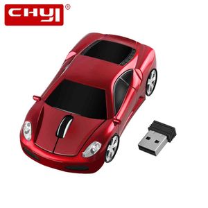 Chyi 2.4G Kablosuz USB Optik Bilgisayar Fare 1600dpi Spor Araba Şekli 3D Fareler Mini Ergonomik Gamer Mause Laptop PC