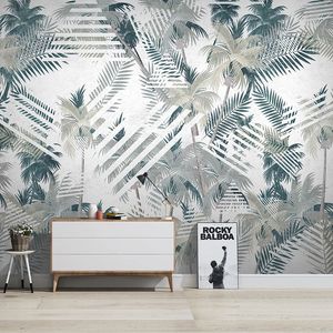Пользовательские 3d стены фрески современного кокосового пальма геометрические линии фото обои гостиная телевизор диван спальня фон настенные бумаги